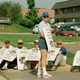 Quarterback Jay Schroeder (standing) and several Washington teammates on a picket line. (Dennis Cook/AP Photo)